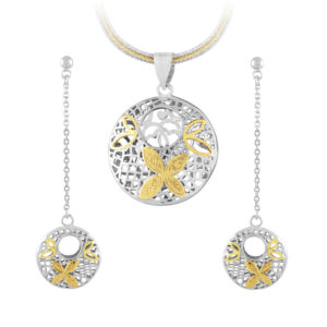 Two Tone Sterling Silver Butterfly Set