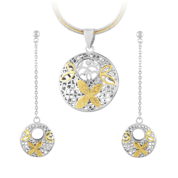 Two Tone Sterling Silver Butterfly Set