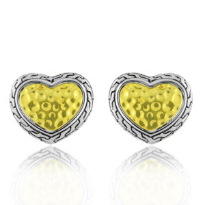 Two Tone Sterling Silver Heart Seduction Earrings