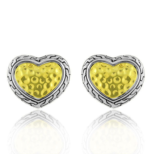 Two Tone Sterling Silver Heart Seduction Earrings