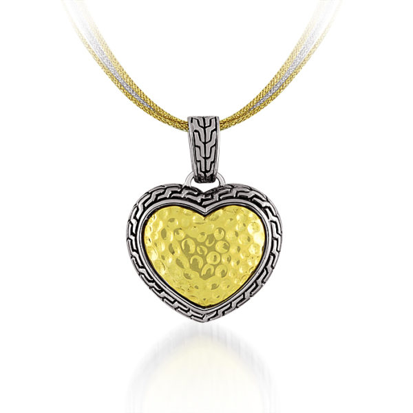 Two Tone Sterling Silver Heart Seduction Pendant