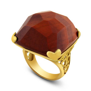 Sterling Silver Red Tiger Eye "Vitality" Ring - Gold Plated
