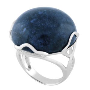 Sterling Silver Round Dumortierite "Clarity" Ring