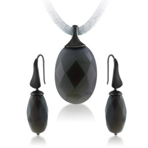 Sterling Silver Faceted Grey Agate "Balance" Set