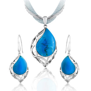 Sterling Silver Howlite Turquoise "Stress Relief" Set (Chain Sold Separately)