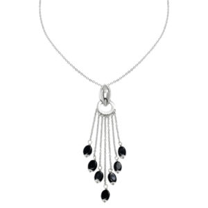 Sterling Silver Black Onyx "Drops" Necklace
