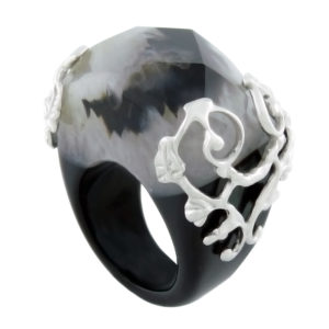 Agate "Root"  Ring - With Sterling Silver Vines