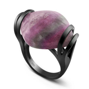 Sterling Silver Tourmaline "Mind Detox" Ring - Black Rhodium Plated
