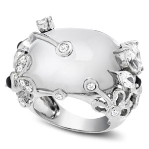 White Resin & Cz Sterling Silver "Consciousness" Ring