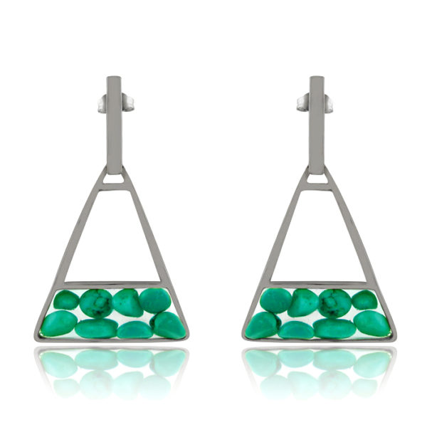 Sterling Silver Triangular Turquoise "Wisdom" Earrings