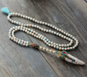 White Long Beaded Necklace