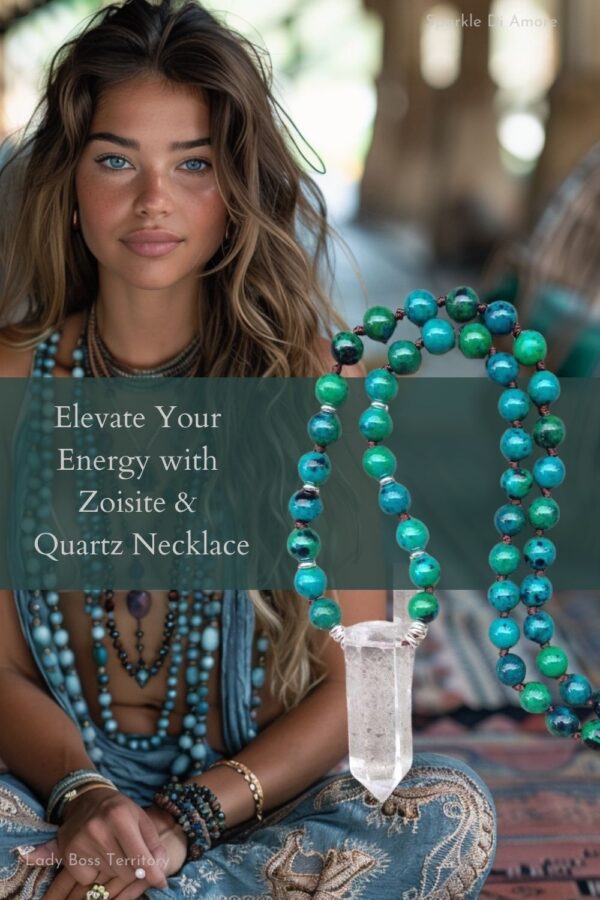 Hand-knotted Zoisite and Clear Quartz Necklace