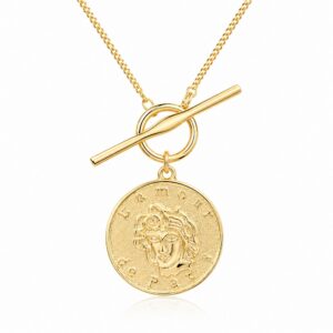 18K Gold Filled Parisian Coin Necklace with French Medallion Pendant