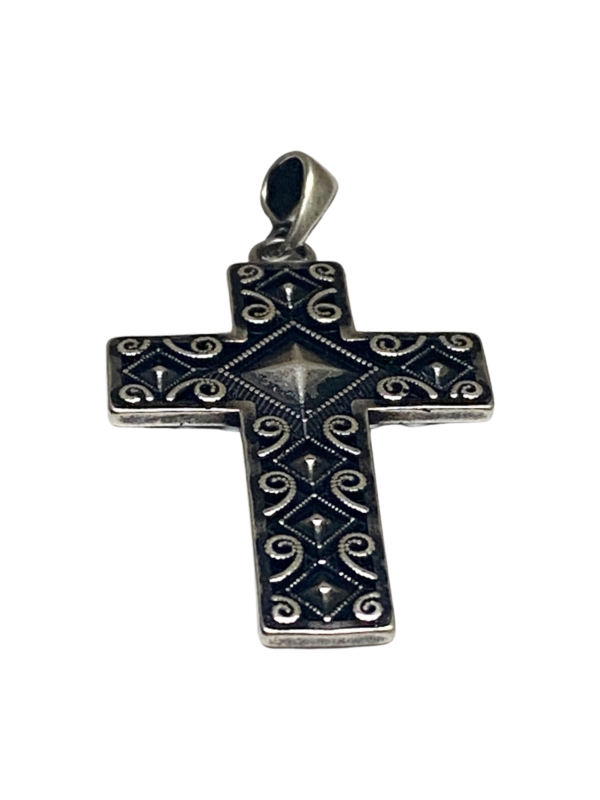 Sterling Silver Cross Pendant, Antique Silver Finish - Image 11