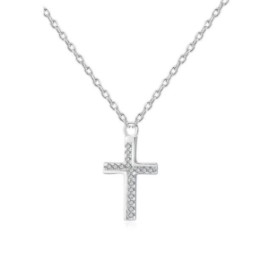 White Gold Cross with Crystals