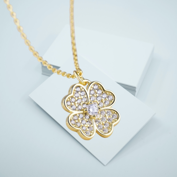 Sterling Silver Good Luck Clover Necklace - Image 4
