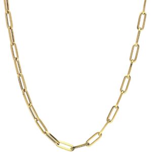 Gold Paper Clip Chain - Solid 925 Sterling Silver