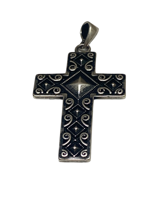Sterling Silver Cross Pendant, Antique Silver Finish - Image 10