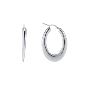 Sterling Silver Hoops, White Gold Finish