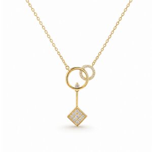 Goddess Circle Pendant Necklace in 14K Gold Plated Sterling Silver with Cubic Zirconia Accents