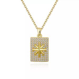 Gold starburst necklace in 14k gold over 925 sterling silver for celestial layering