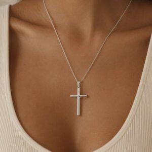 Sterling Silver Cross Pendant – Tubular 925 Sterling Silver Christian Cross