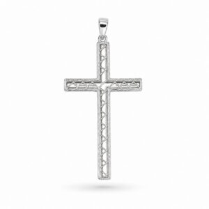 Handmade 925 sterling silver cross pendant with rhodium white gold finish for men and women