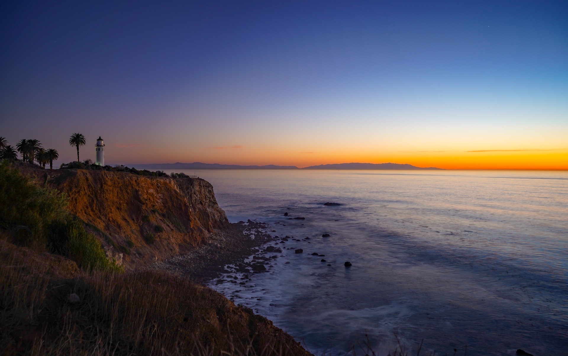 Panoramic view of Palos Verdes with the lighthouse in the distance