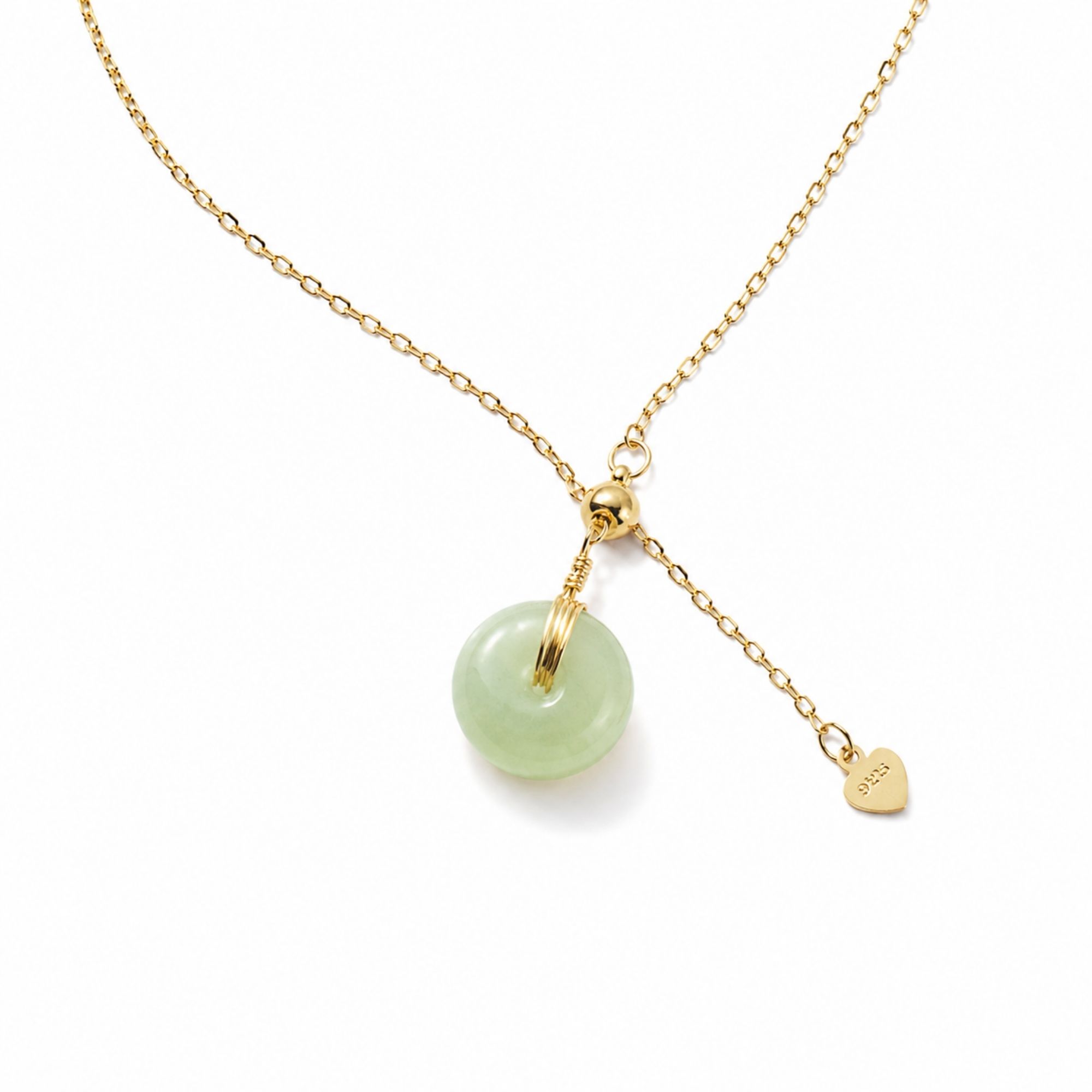 Green Jade Necklace for Women in 14k Gold Over Sterling Silver with Genuine Jade Pendant