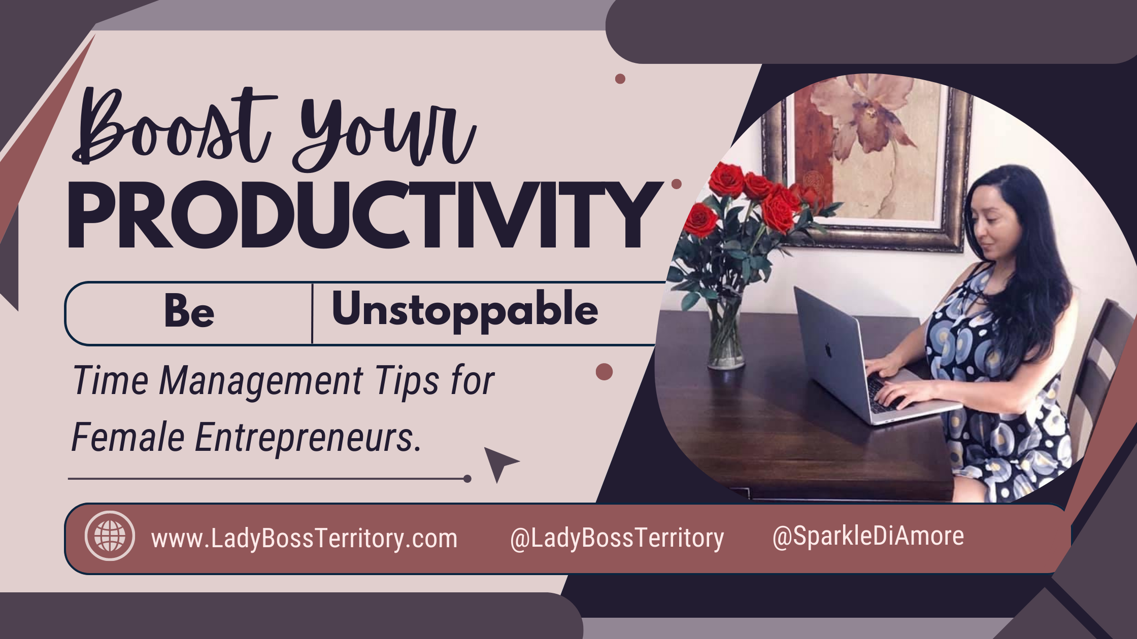 Female entrepreneur working on her laptop, implementing effective time management strategies.