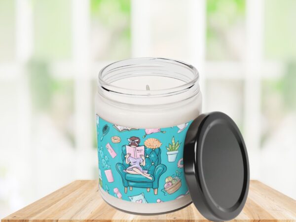 Close-up of scented candle for home office