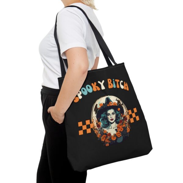 Spooky Bitch season Tote Bag Spooky Witch Halloween trick or treat teen party Reusable grocery bag  gift best friend  halloween girl black - Image 4