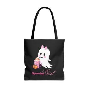Spooky Girl tote bag, Halloween Trick or treat bag, Reusable Shopping Bag