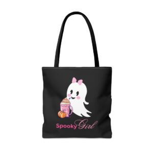 Spooky Girl tote bag, Halloween Trick or treat bag, Reusable Shopping Bag