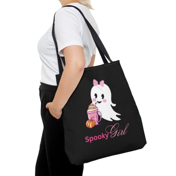 Spooky Girl tote bag, Halloween Trick or treat bag, Reusable Shopping Bag - Image 4