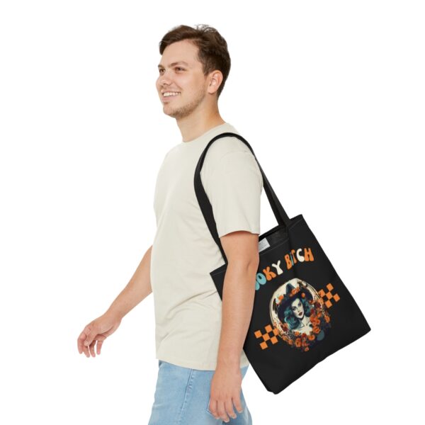 Spooky Bitch season Tote Bag Spooky Witch Halloween trick or treat teen party Reusable grocery bag  gift best friend  halloween girl black - Image 11