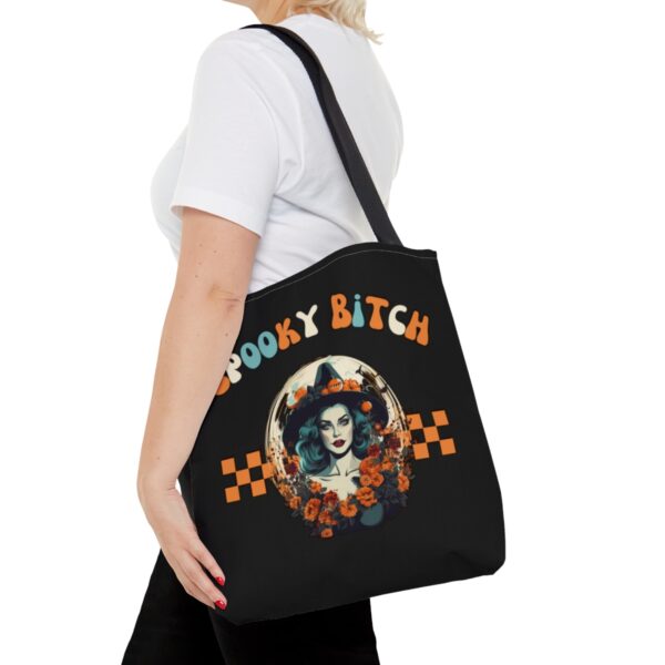 Spooky Bitch season Tote Bag Spooky Witch Halloween trick or treat teen party Reusable grocery bag  gift best friend  halloween girl black - Image 12