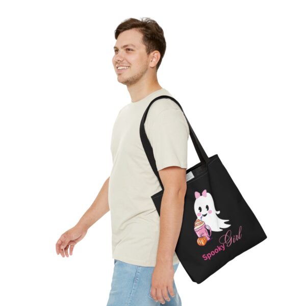 Spooky Girl tote bag, Halloween Trick or treat bag, Reusable Shopping Bag - Image 11