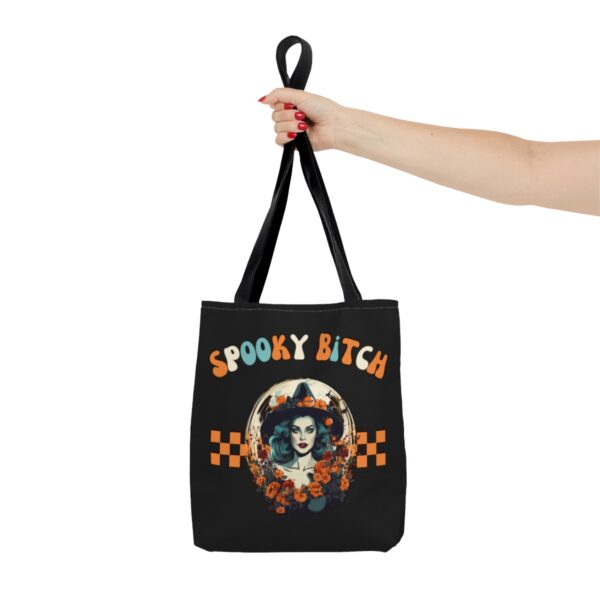 Spooky Bitch season Tote Bag Spooky Witch Halloween trick or treat teen party Reusable grocery bag  gift best friend  halloween girl black - Image 7