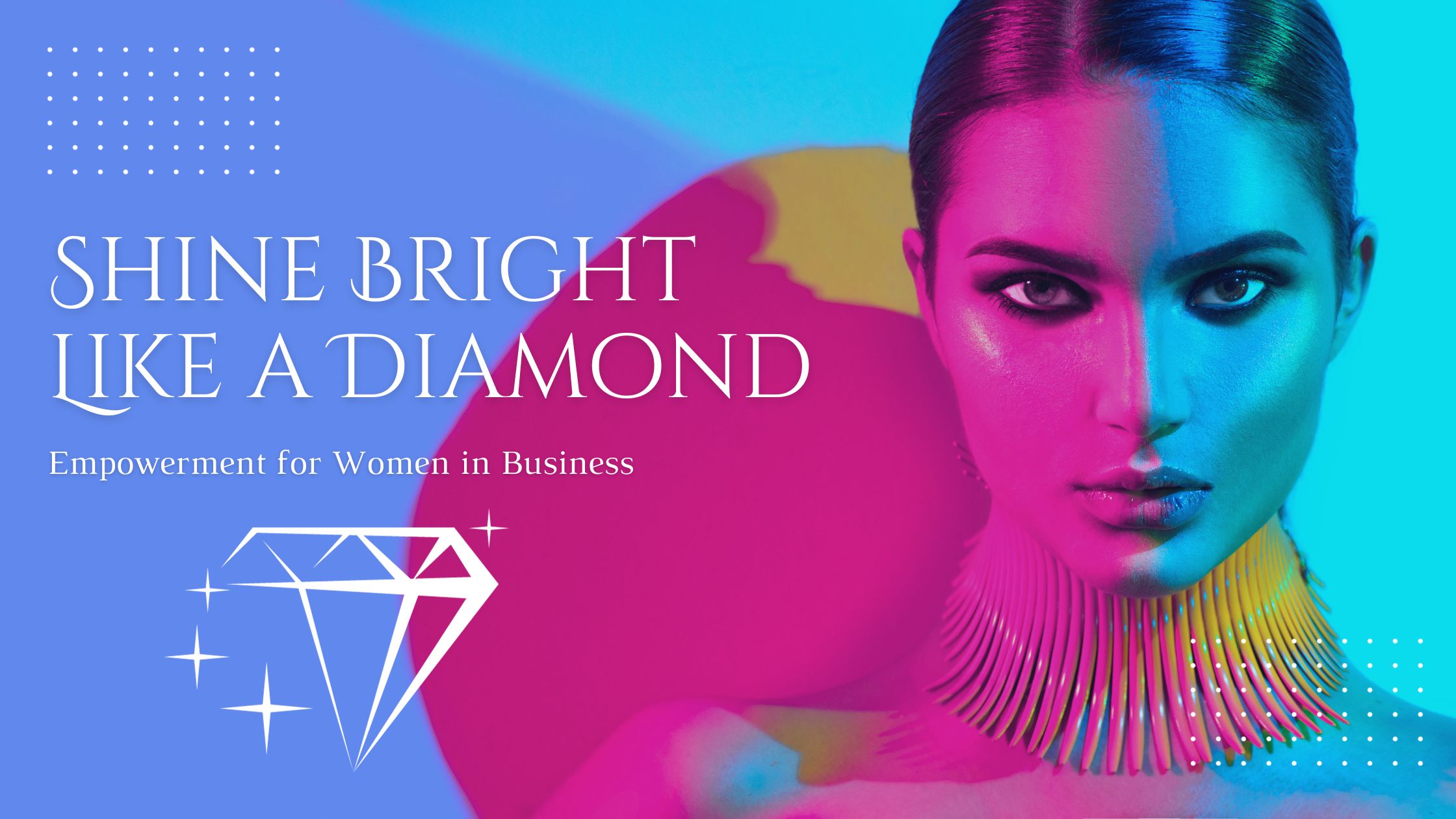 Diamond symbolizing inner strength and the face of a female entrepreneur
