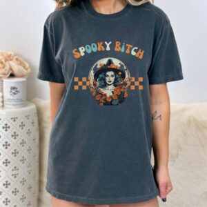 Comfort Colors® Vintage Halloween Shirt, University Shirt, College Shirt, Halloween Spooky Bitch Shirt, Spooky girl, Retro halloween shirt