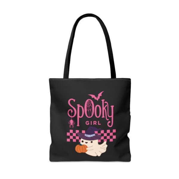 Spooky tote bag, Spooky Season tote bag, Spooky kids halloween ghost tote bag, spooky girl, reusable shopping bag, trick or treat bag, party - Image 3