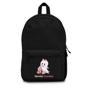 Teacher backpack, spooky teacher ghost, teacher friend gift,  reading teacher bag, halloween teacher gift, cute backpack, fashion backpack