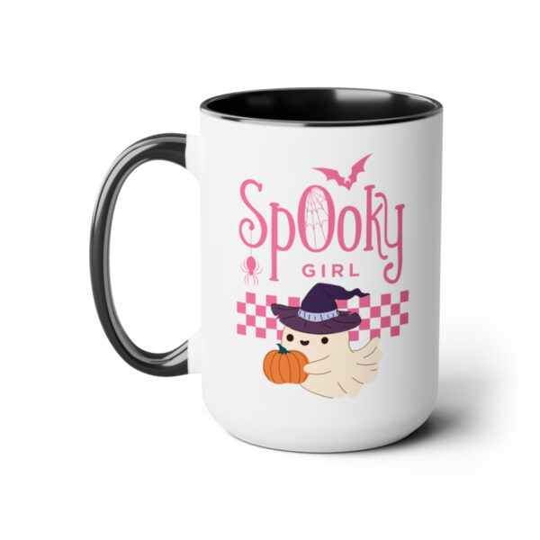 Front view of Halloween Mug with Black Handle on Left