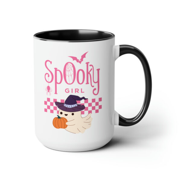 Front view of Halloween Mug with Black Handle on Right.