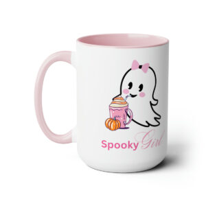 Cute Ghost Halloween Mug Halloween Fall Coffee Mug Gift For Her Spooky Girl Mug Ghost Lover Mug Cute Spooky Ghost Pumpkin Two Tone Mugs 15oz