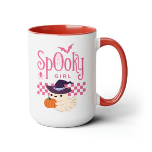 Red Spooky Girl Halloween Mug - Front View