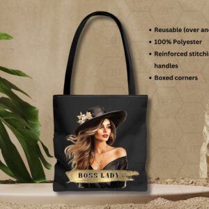Black Tote Bag Boss Lady Gold College Work Bag