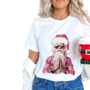Christmas Funny Santa Peace Love Hippie Pink Santa with Glasses and hat Praying