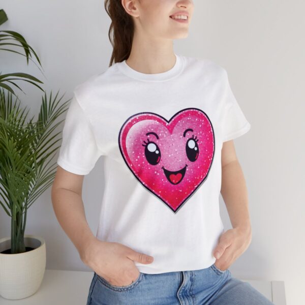 Hot Pink Heart Graphic Cheerful Love T-Shirt - Image 27